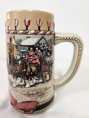 #ad Vintage Budweiser Clydesdales Holiday Beer Stein Mug Ceramarte B Series 1986 $13.99