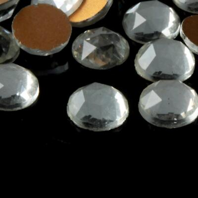#ad 24 Czech vintage round faceted foiled crystal glass flatback rhinestones 12mm $6.00