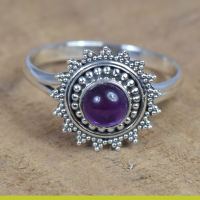 #ad Ring Amethyst Silver Sterling 925 Gemstone Size All Handmade Statement Natural $16.38