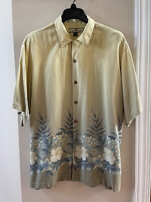#ad Tommy Bahama Mens Silk Flower Tropical Button up Shirt Medium $19.99