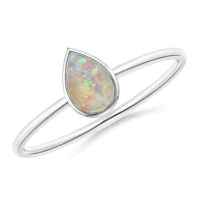 #ad ANGARA Pear Shaped Natural Opal Solitaire Ring for Women in Silver Size 6.5 $224.10