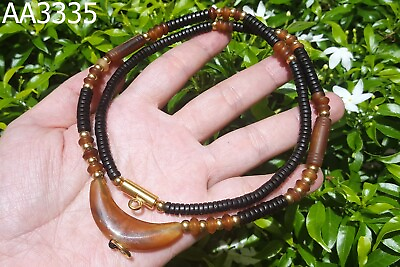 #ad Agate Coconut Shell Gala Prayer Beads Buddhist Thai Amulet Gold Necklace #aa3335 $45.08