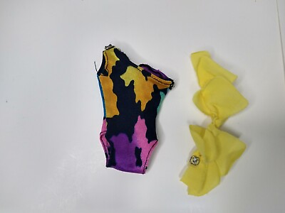 #ad #x27;85 Barbie Tropical Yellow Hawaiian RUFFLE Bathing Suit And Cover #1922 $10.49