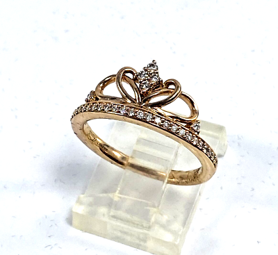 #ad 10K Yellow Gold Genuine Diamond Tiara Ring EMMY LONDON Size 7 😺SEE NEW VIDEO😺 $245.00