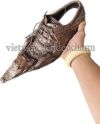 #ad Men#x27;s Crocodile Shoes Vey Luxury Unique Handmade Special Shoes $449.99