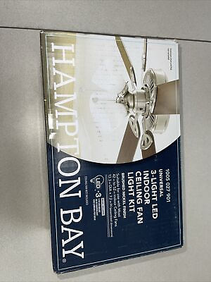 #ad Hampton Bay 3 Light Brushed Nickel Ceiling Fan Shades Light Kit New $29.99