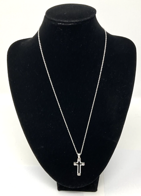 #ad Sterling Silver Cross Necklace 18 in Chain New $19.99