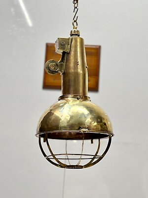 #ad Vintage Old Brass Metal Ceiling Chandelier Marine Hanging Cargo Light Fixture $297.66