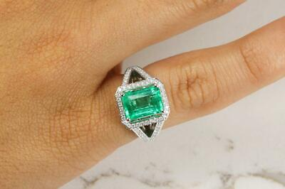 #ad Gorgeous Emerald Cut 4.86CT Light Green Emerald With White CZ Halo Wedding Ring $225.00