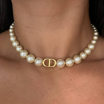 #ad White Pearl CD charm choker necklace $80.00