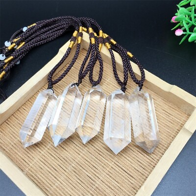 #ad Natural Hexagon Clear Quartz Pendant Healing Reiki Protection Crystal Necklace $12.16
