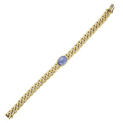 #ad Bulgari 7.32 CTW Sapphire 18 Karat Gold Curb Link Vintage Unisex Bracelet $13530.00