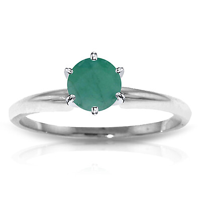 #ad 14K. SOLID GOLD SOLITAIRE RING WITH NATURAL EMERALD White Gold $578.54