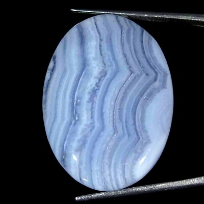 #ad 44.00Cts Natural Blue Lace Agate Cab Loose Gemstone Shape Oval Size 25x34x6mm $8.99