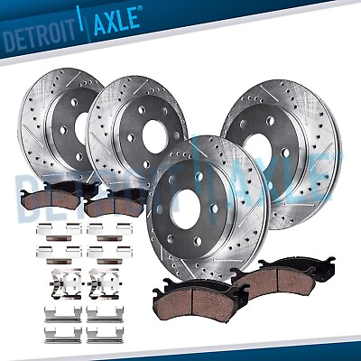 #ad 12quot; Front amp; 12.78quot; Rear Drilled Rotors Brake Pads for Chevy Silverado GMC Sierra $193.59