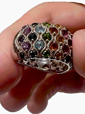 #ad Sterling Silver 925 Multi Gemstone Ring Size 7 $50.00