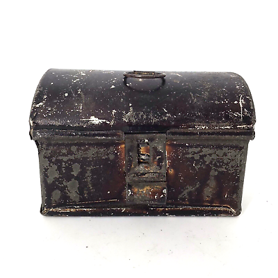#ad antique tiny tin japanned toleware document box dome top 3x2x2 $25.00