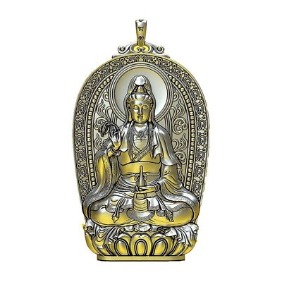 #ad NEW Men#x27;s Buddhist Amulet Stainless Steel Guanyin Buddha Necklace Lucky Jewelry $13.12