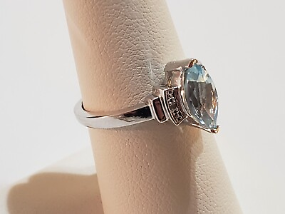 #ad ELEGANT 1.22 Carat Marquis Cut SWISS BLUE TOPAZ Sterling Silver Ring Size 7 $50.00