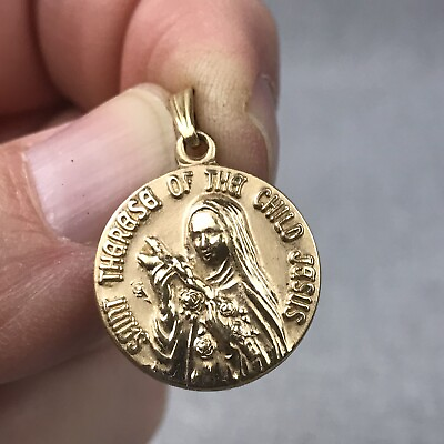 #ad Saint Therese Of The Child Of Jesus Medal Pendant Gold Filled Top Religious $24.95