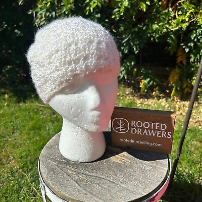 #ad White Crochet Beanie Hat Cap Fall Winter Spring Casual Neutral Knit Unisex OS $9.99
