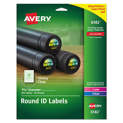 #ad Avery Round Print to the Edge Labels EasyPeel 1.67quot; Glossy Clear 500 PK 06582 $45.72
