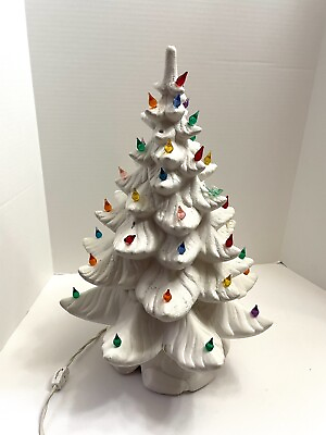 #ad Large Vintage White Ceramic Christmas Tree Grandma Tried But Failed $50.00