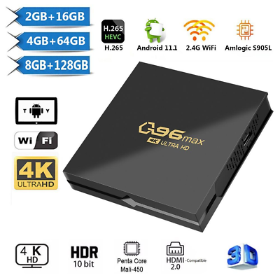 #ad Q96 MAX 2.4G WIFI 4K Android 11 Smart TV Box Quad Core Set Top Box Media Player $39.99
