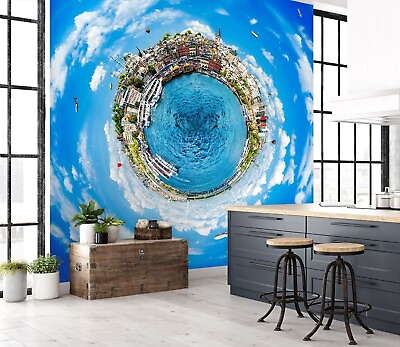 #ad 3D Round City K7233 Wallpaper Mural Self adhesive Removable Sticker Luna AU $294.99