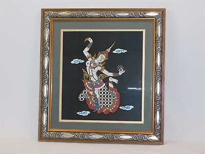 #ad Vintage Painting On Silk Thai Asian Dancing Wall Art Framed 16quot; Square $68.95