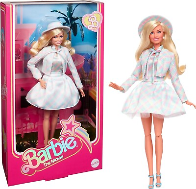 #ad Barbie The Movie Doll Blue Plaid Matching Set Hat amp; Jacket RARE Margot Robbie $60.00