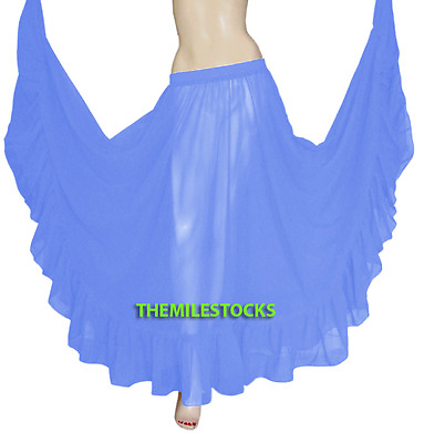 #ad Steal Blue TMS Ruffle Full Circle Skirts Belly Dance Gypsy Flamenco 25 Color $24.99