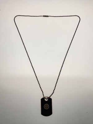 #ad GUCCI Dog Tag Necklace Black Pendant Plate 272860 Accessory Chain Logo Men#x27;s $291.44