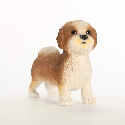 #ad Shih Tzu Figurine Hand Painted Collectible Statue Tan Sport Cut $23.99