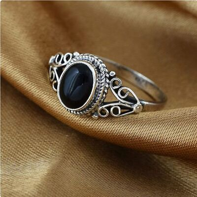 #ad 925 Sterling Silver Ring Handmade Black Onyx Gemstone Ring Statement Ring HM962 $11.96