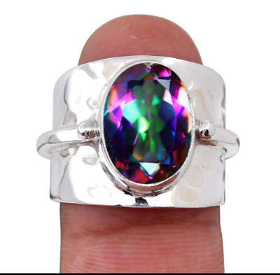 #ad Fire Mystic Topaz 925 Silver Handmade Ring Gemstone Ring Size All aa465 $15.06