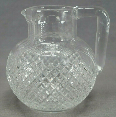 #ad ABP American Brilliant Clear Cut Strawberry Diamonds 4 3 8 Tall Crystal Pitcher $65.00