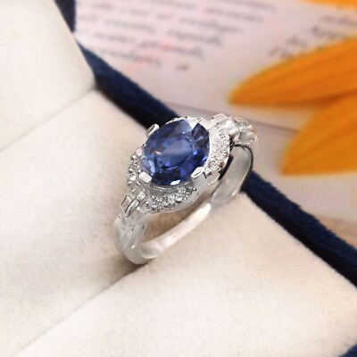 #ad Attractive Blue Sapphire 925 Sterling Silver Gemstone Ring All size Available A $70.89
