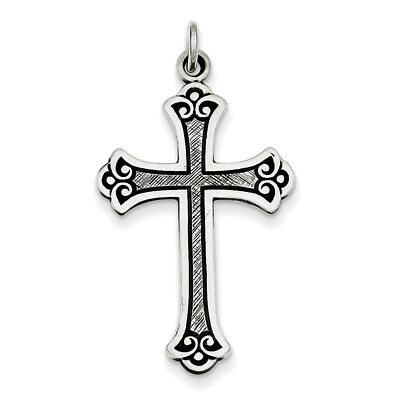 #ad Sterling Silver Antiqued Cross Pendant QC436 $56.99