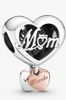 #ad Authentic Sterling Silver Thank You Mum Heart Mother#x27;s Day 789372C00 Bead Charm $29.95