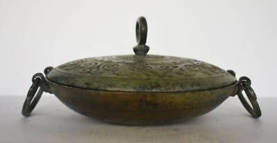 #ad Lidded dish with eternity symbol and floral design Museum Replica Bronze $469.90