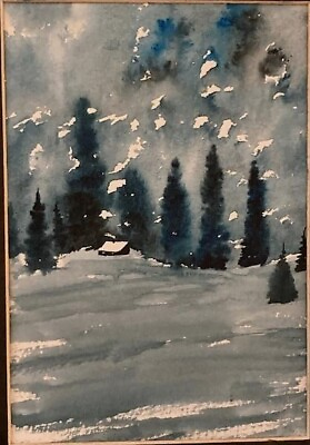 #ad Original watercolor painting 5x7 original and signed Landscape $3.25
