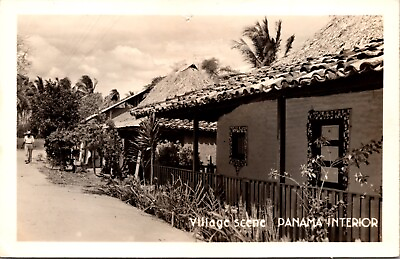 #ad Real Photo Postcard Village Scene Panama Interior $8.00