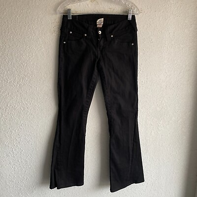 #ad True Religion Jeans Womens 27 Black Disco Joey Bootcut Twisted Seam Pants 28x31 $24.95