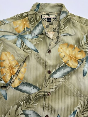 #ad TOMMY BAHAMA Silk Button Up Hawaiian Floral Camp Shirt Mens Medium $26.00