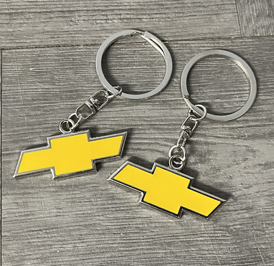 #ad #ad Set of 2 Chevy Keychain Yellow Badge Bow Tie Chevrolet Metal Enamel Emblem $14.95