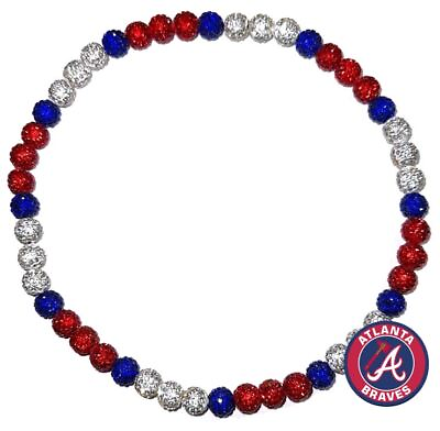 #ad Atlanta Braves Acuna Rhinestone Crystal Iced Disco Ball Beaded Baseball Necklace $22.99