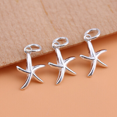 #ad 925 Sterling Silver Starfish Sea Star Charm Bracelet Necklace Small Pendant DIY $6.94