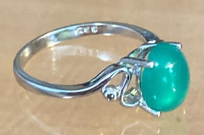 #ad Ring Green Chrysoprase Earth Mined 9x7mm Solid Silver S925 Sizes 6.5 to 10 US AU $79.00