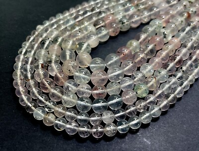#ad Genuine Rare White Clear Pink Topaz Polished Smooth Round Gemstone Beads RN183 $24.68